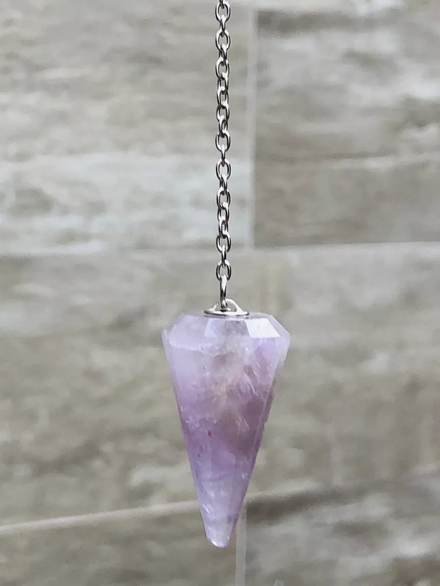 Pêndulo Natural Facetado De Ametista Radiestesia E Reiki