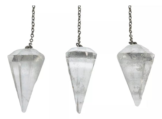 Pêndulo Natural Facetado De Cristal Radiestesia E Reiki